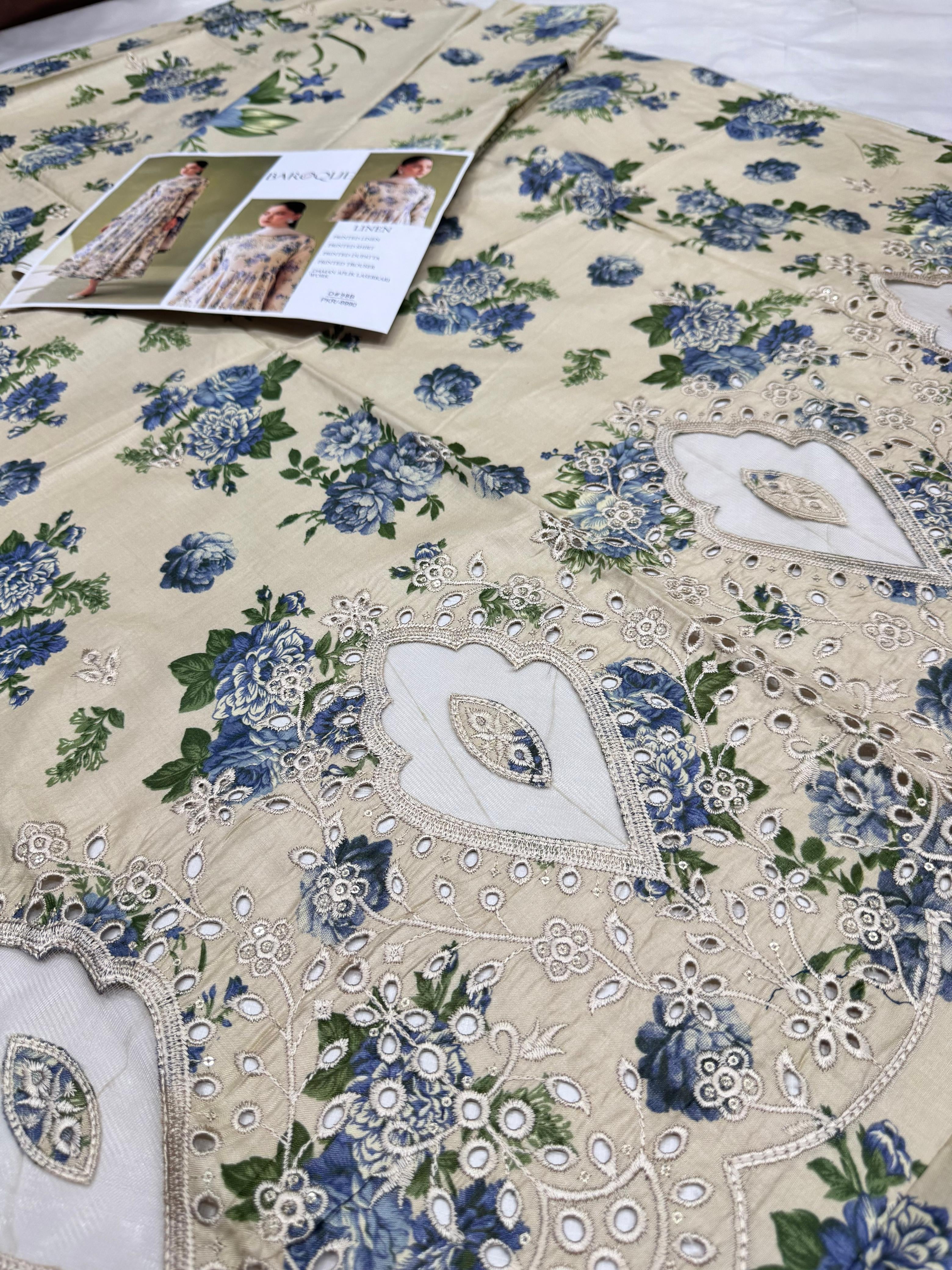 Baroque 3pc With Heavy embroidery and Laser Work