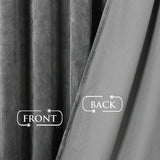 2 Pieces Plain Soft Velvet Eyelet Curtains - Charcoal Grey
