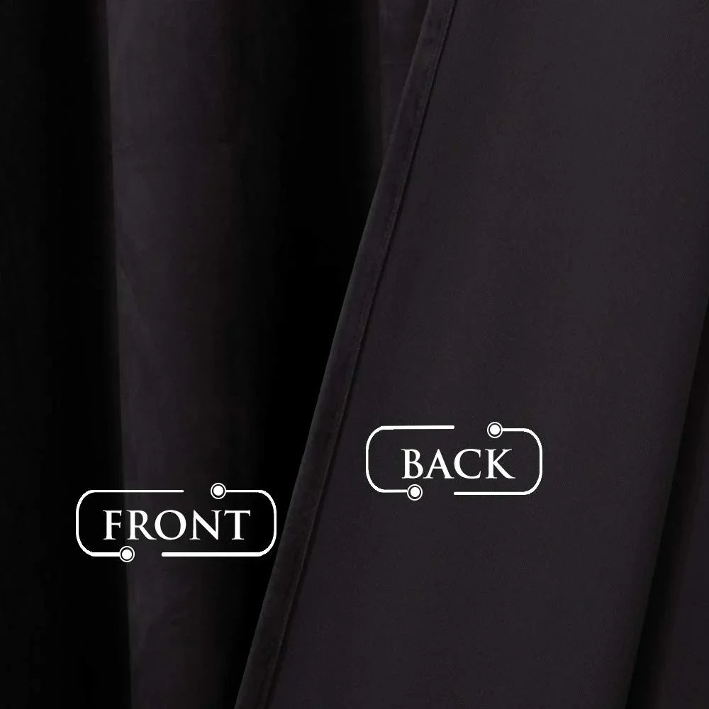 2 Pieces Plain Soft Velvet Eyelet Curtains - Jet Black