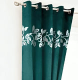 2 Pieces Luxury Floral Velvet Curtains Green
