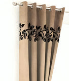 2 Pieces Luxury Floral Velvet Curtains Baige