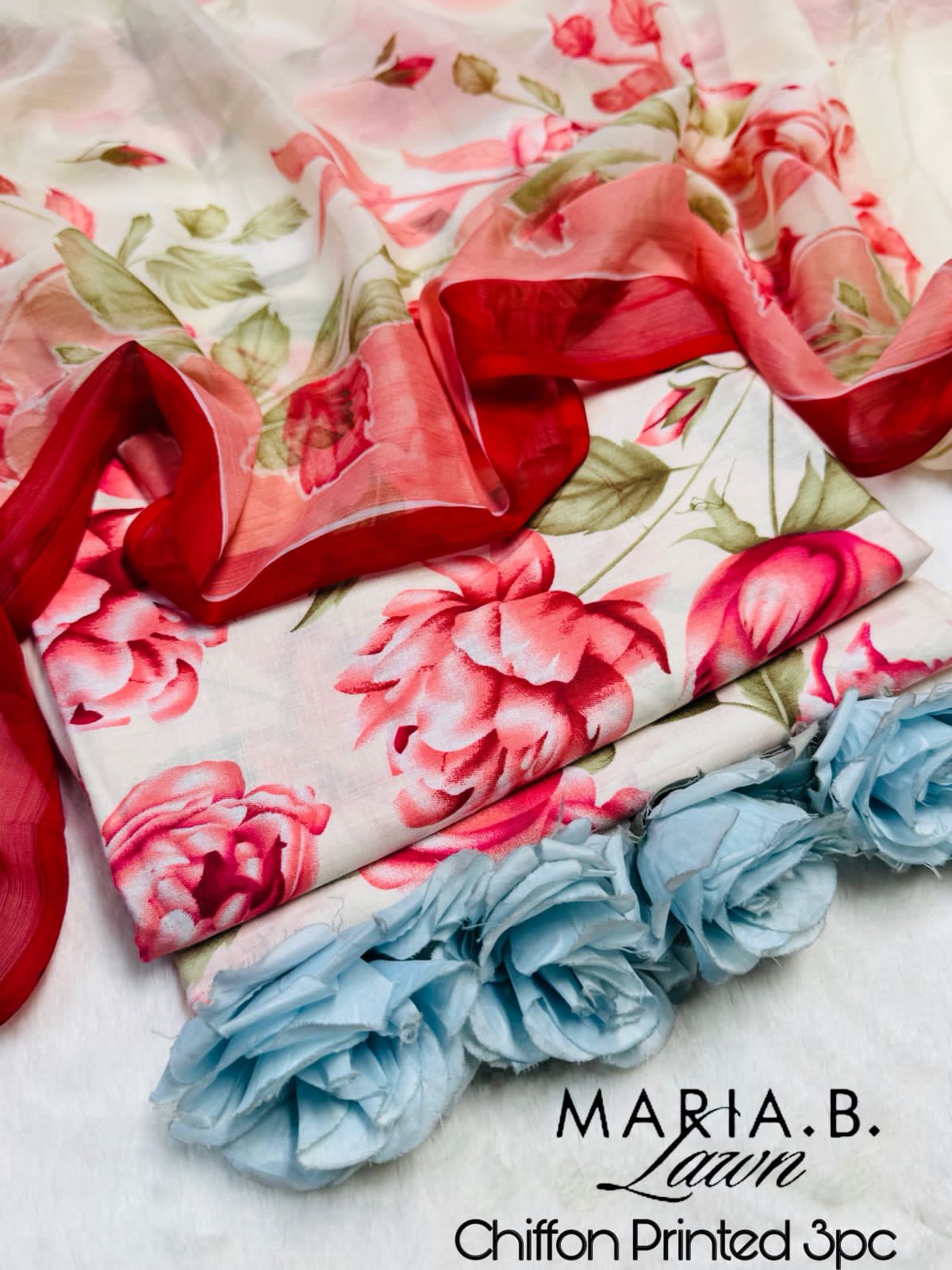 Maria B. 3pc CHIFFON DUPATTA – Code: P001AZ