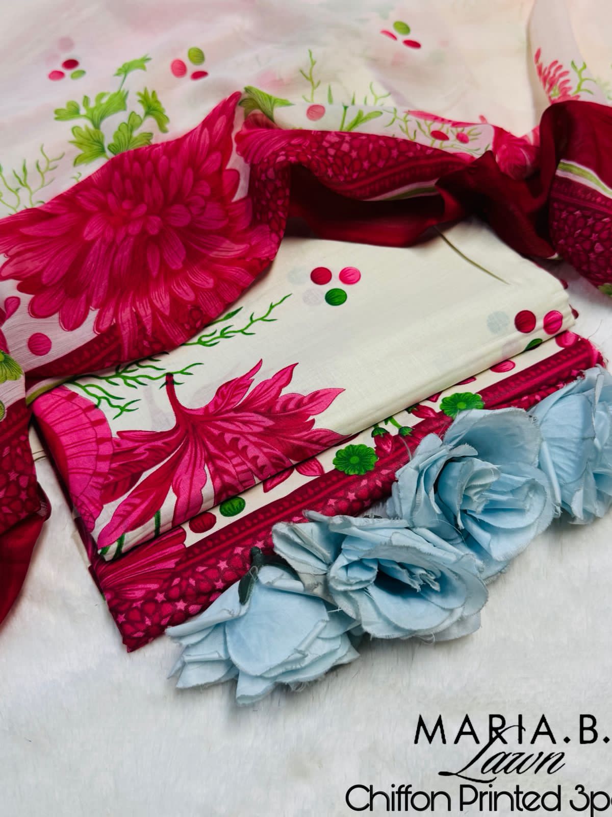 Maria B. 3pc CHIFFON DUPATTA – Code: P001AZ