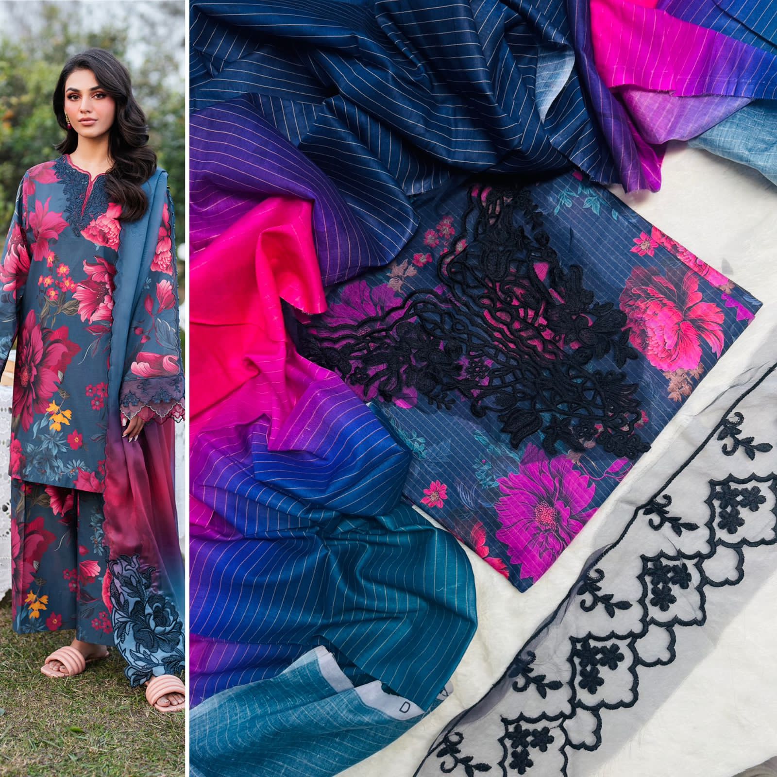 IZNIK – 3 Piece Zari Effect Lawn Summer Eid Collection (Code: PE001)