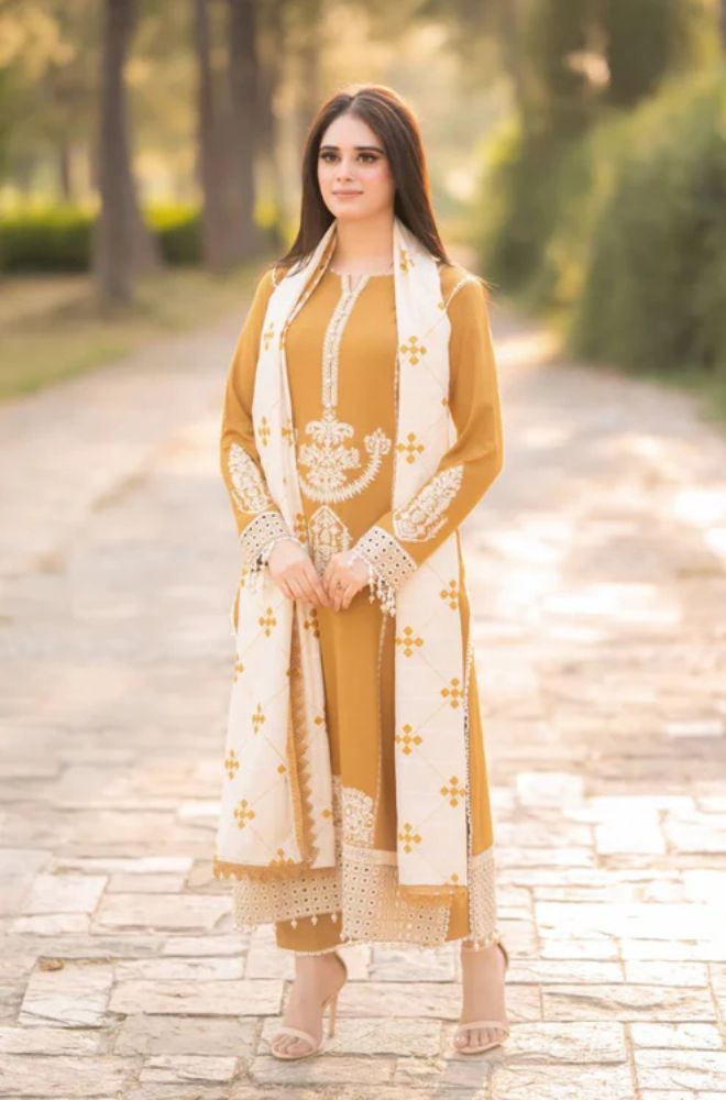 Zara Mustard – 3pc Winter Suit | Code 7185
