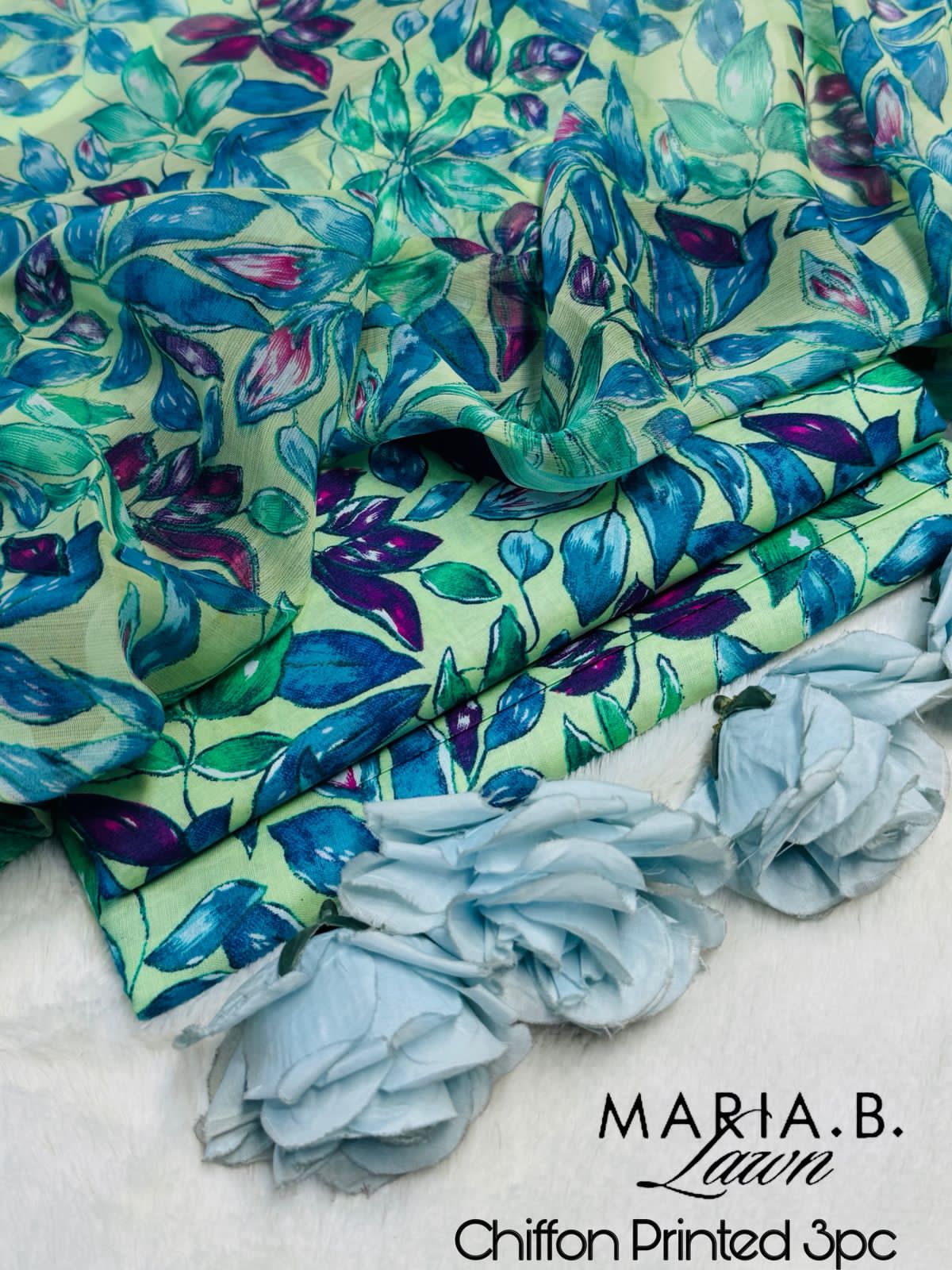 Maria B. 3pc CHIFFON DUPATTA – Code: P001AZ