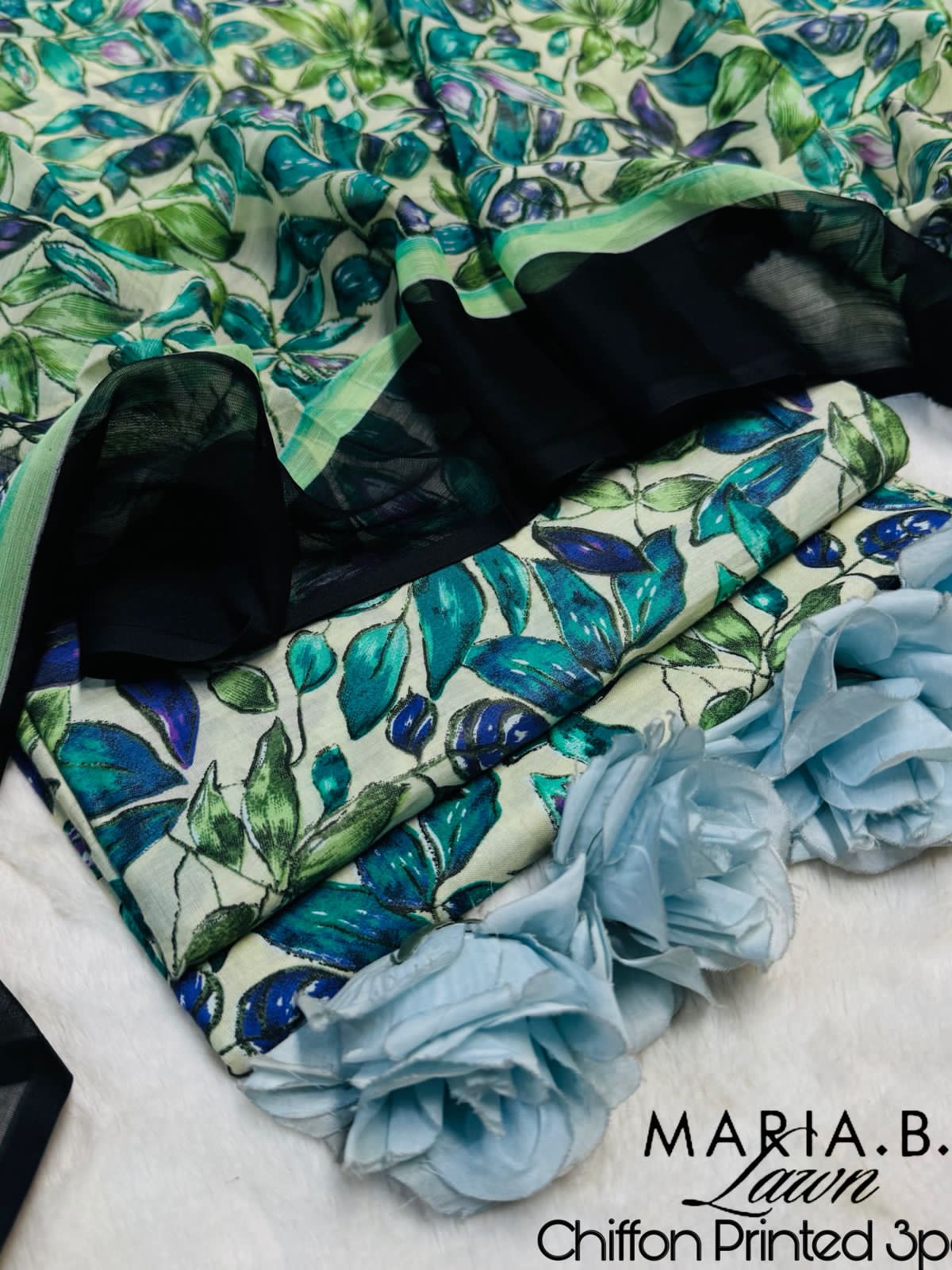 Maria B. 3pc CHIFFON DUPATTA – Code: P001AZ