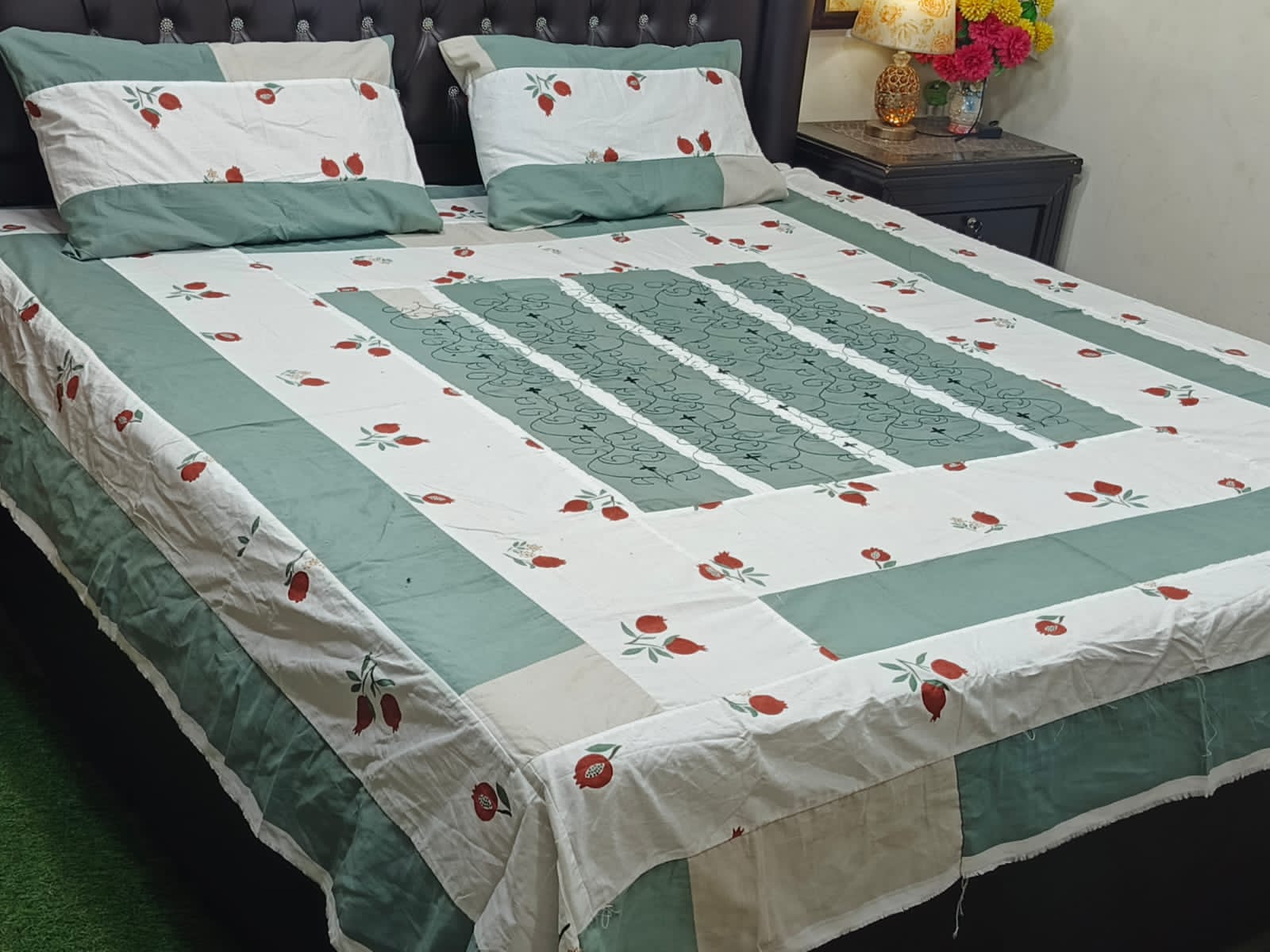 Exquisite Embroidered Patch Work King Size Bed Sheets