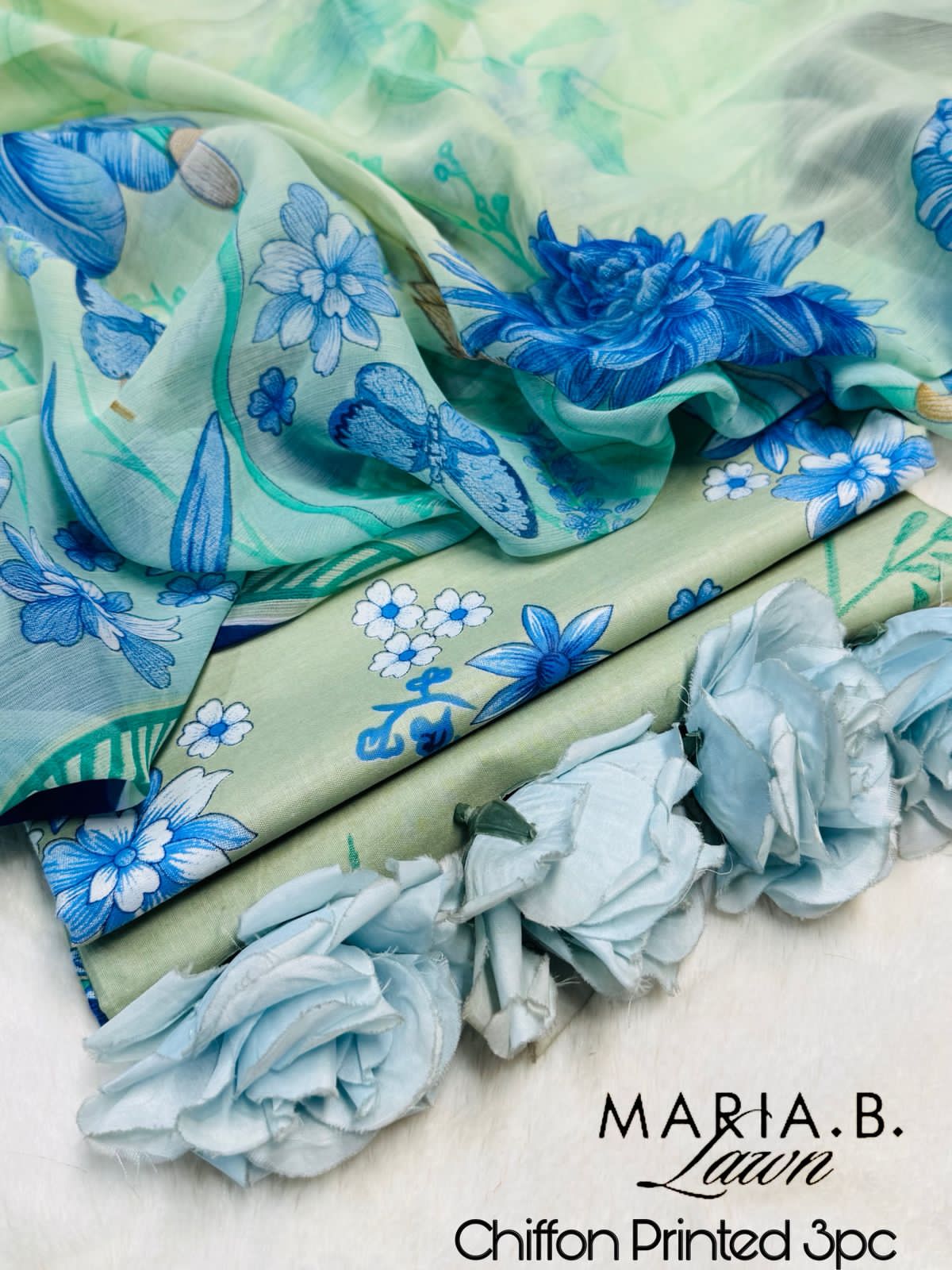 Maria B. 3pc CHIFFON DUPATTA – Code: P001AZ