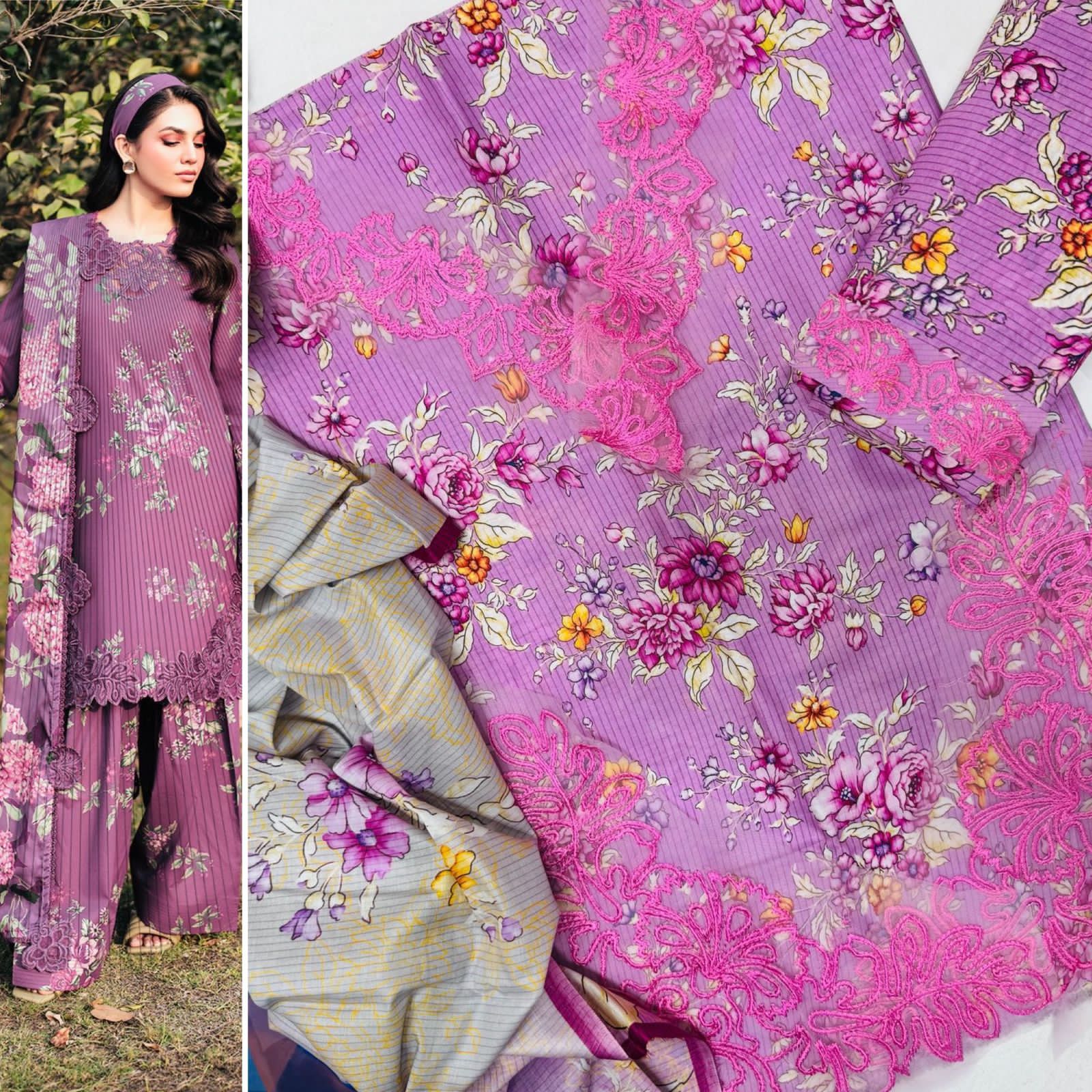 IZNIK – 3 Piece Zari Effect Lawn Summer Eid Collection (Code: PE001)