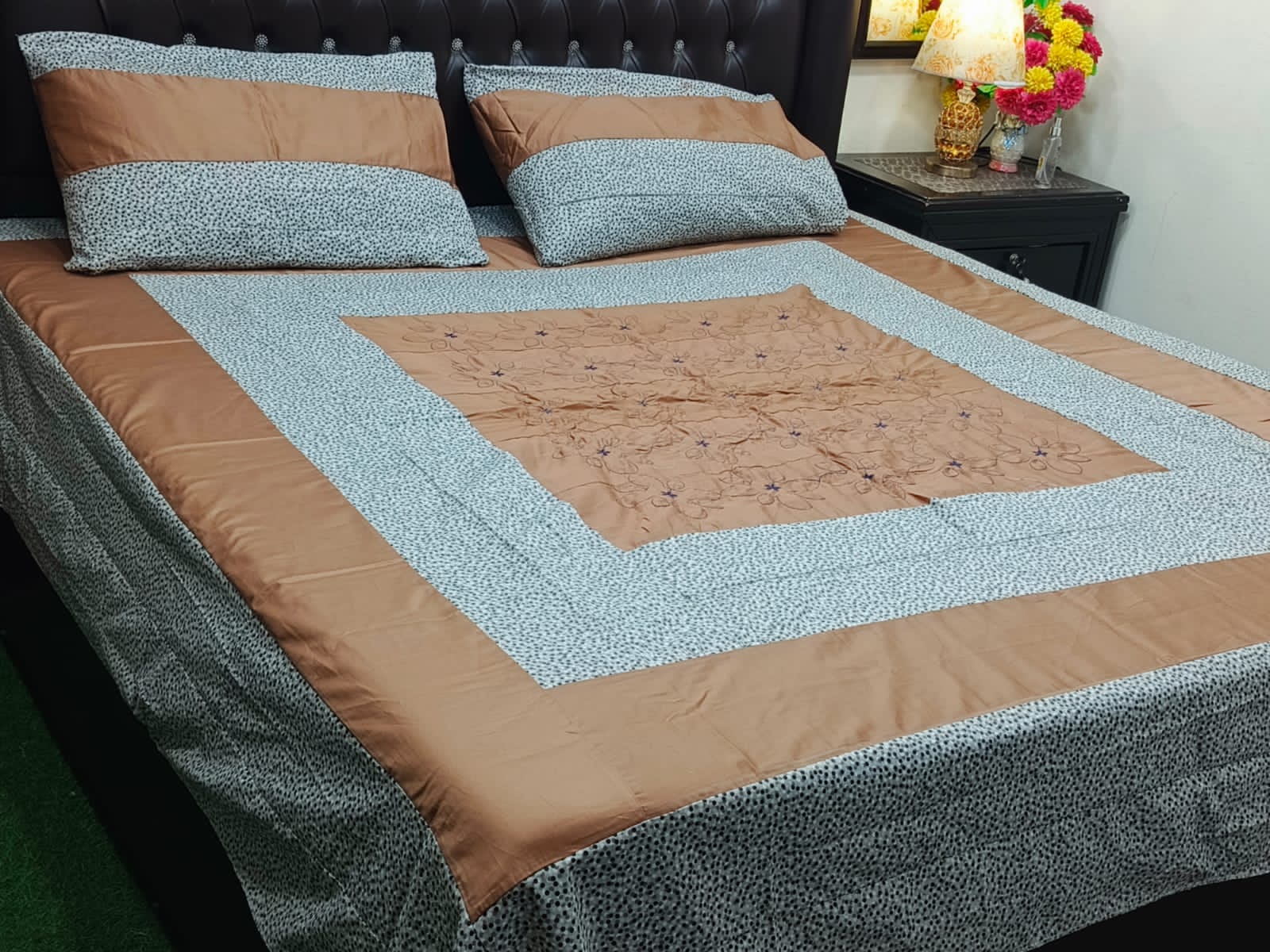 Exquisite Embroidered Patch Work King Size Bed Sheets