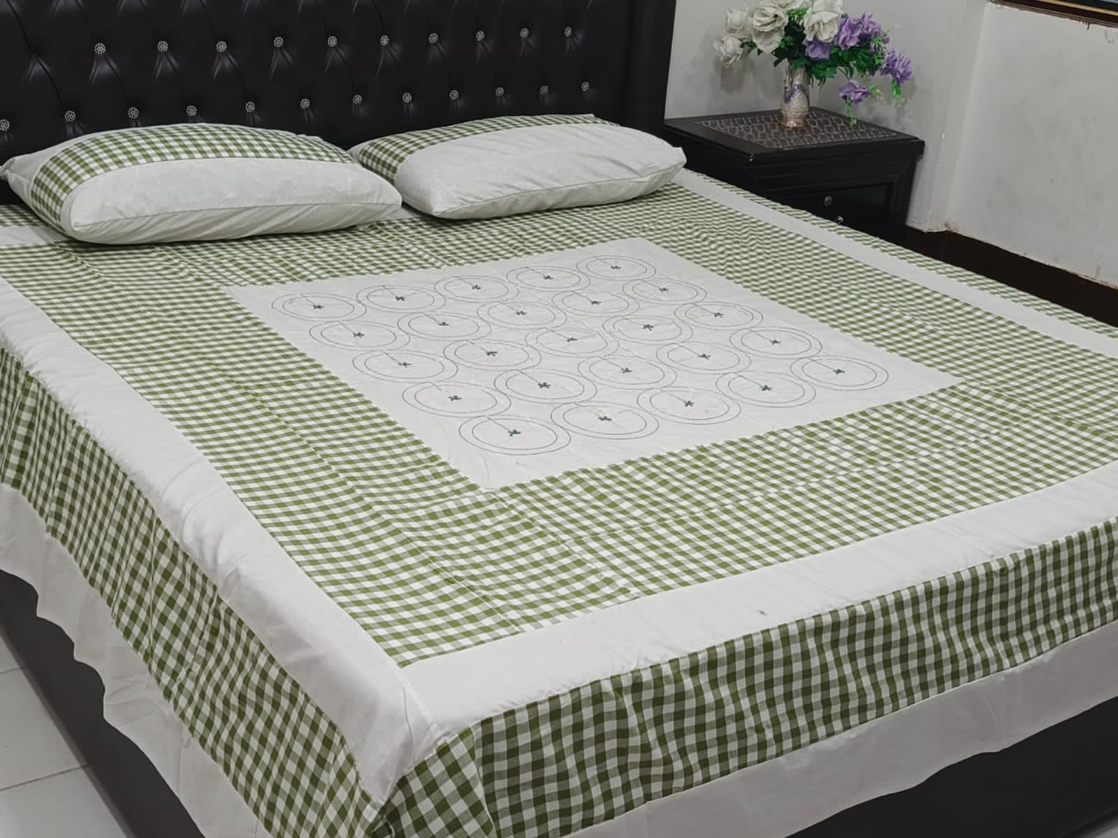 Exquisite Embroidered Patch Work King Size Bed Sheets
