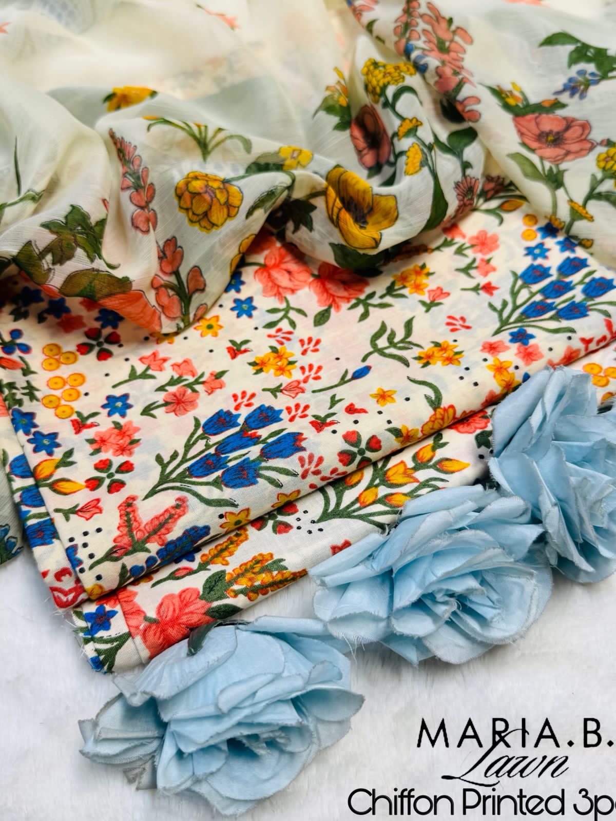 Maria B. 3pc CHIFFON DUPATTA – Code: P001AZ
