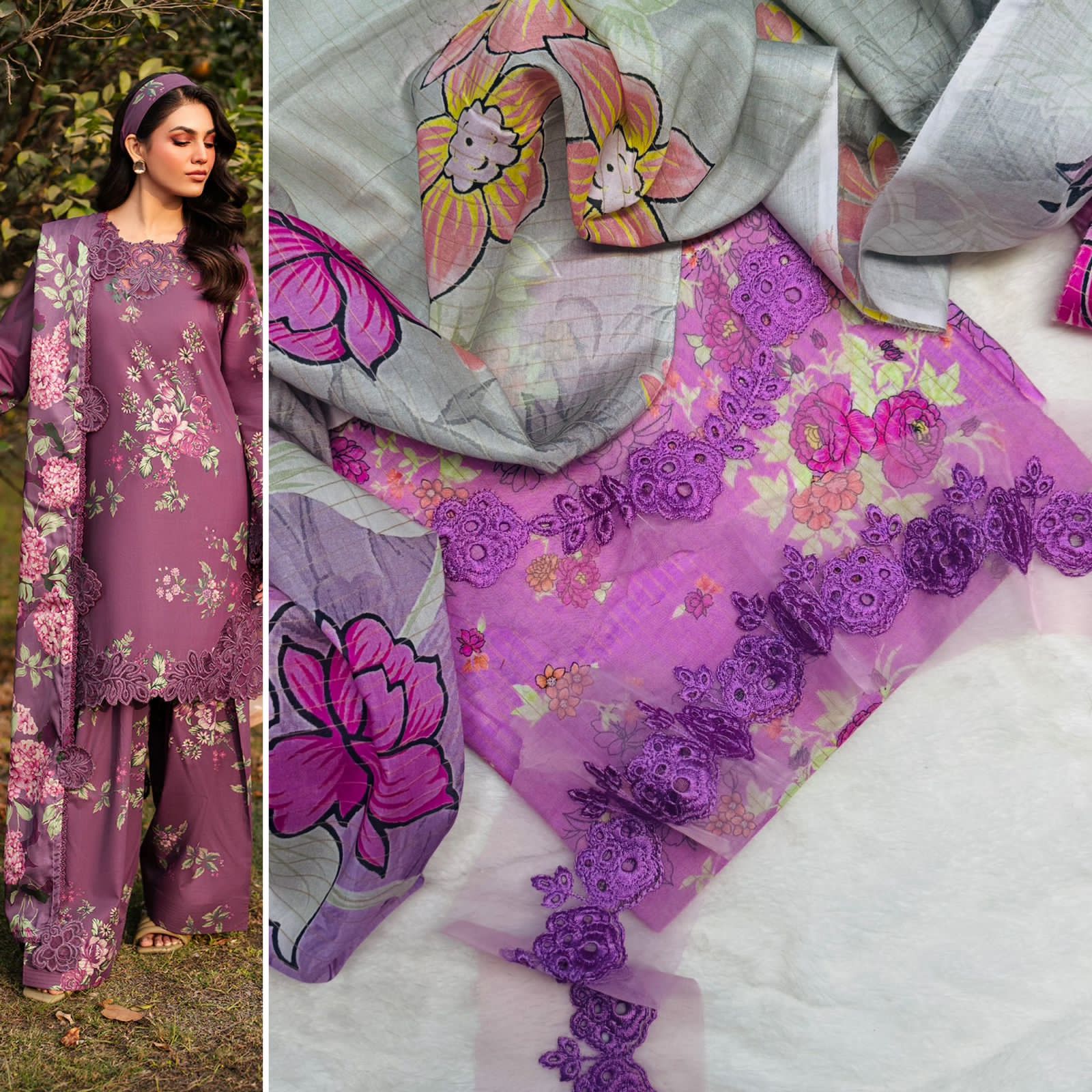 IZNIK – 3 Piece Zari Effect Lawn Summer Eid Collection (Code: PE001)