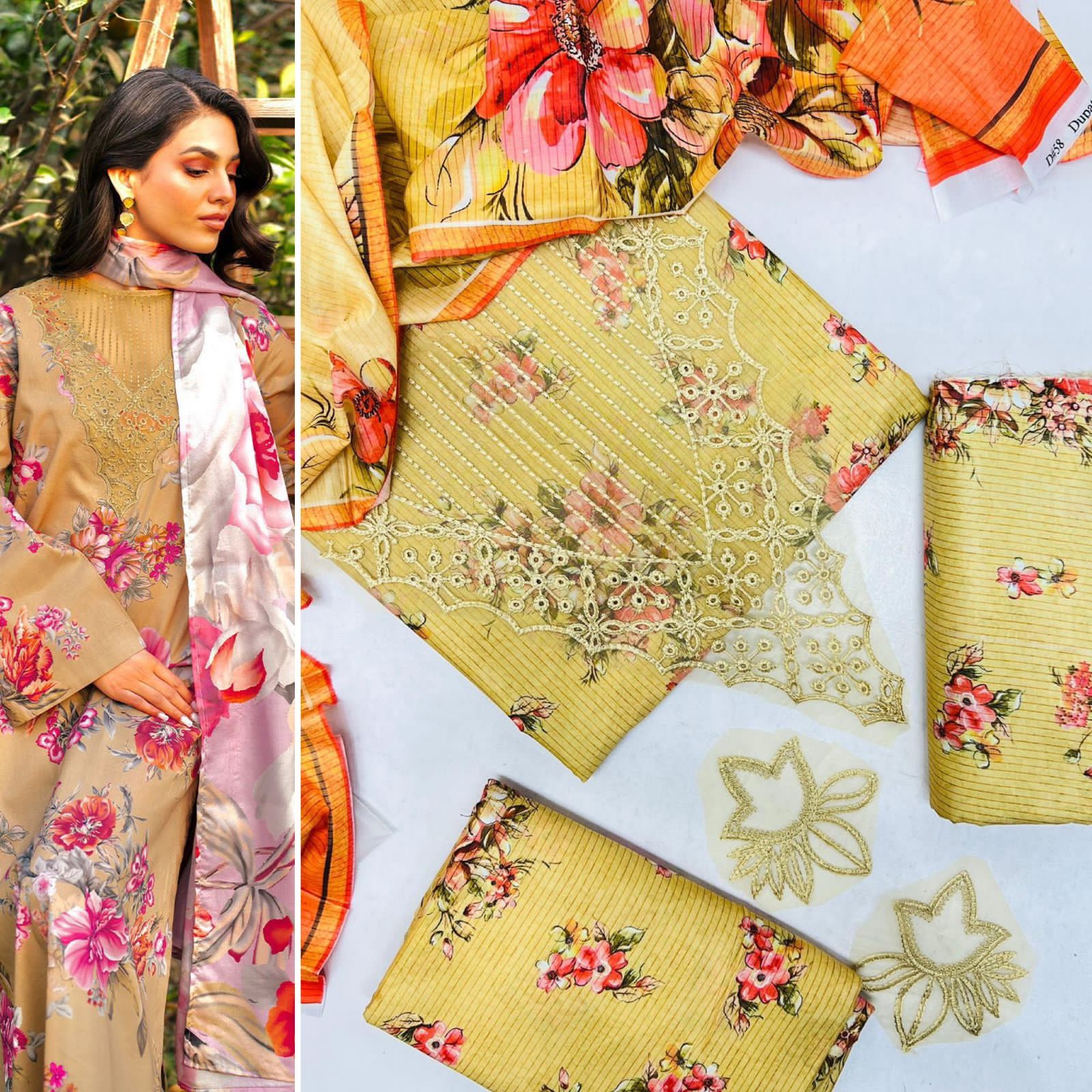 IZNIK – 3 Piece Zari Effect Lawn Summer Eid Collection (Code: PE001)