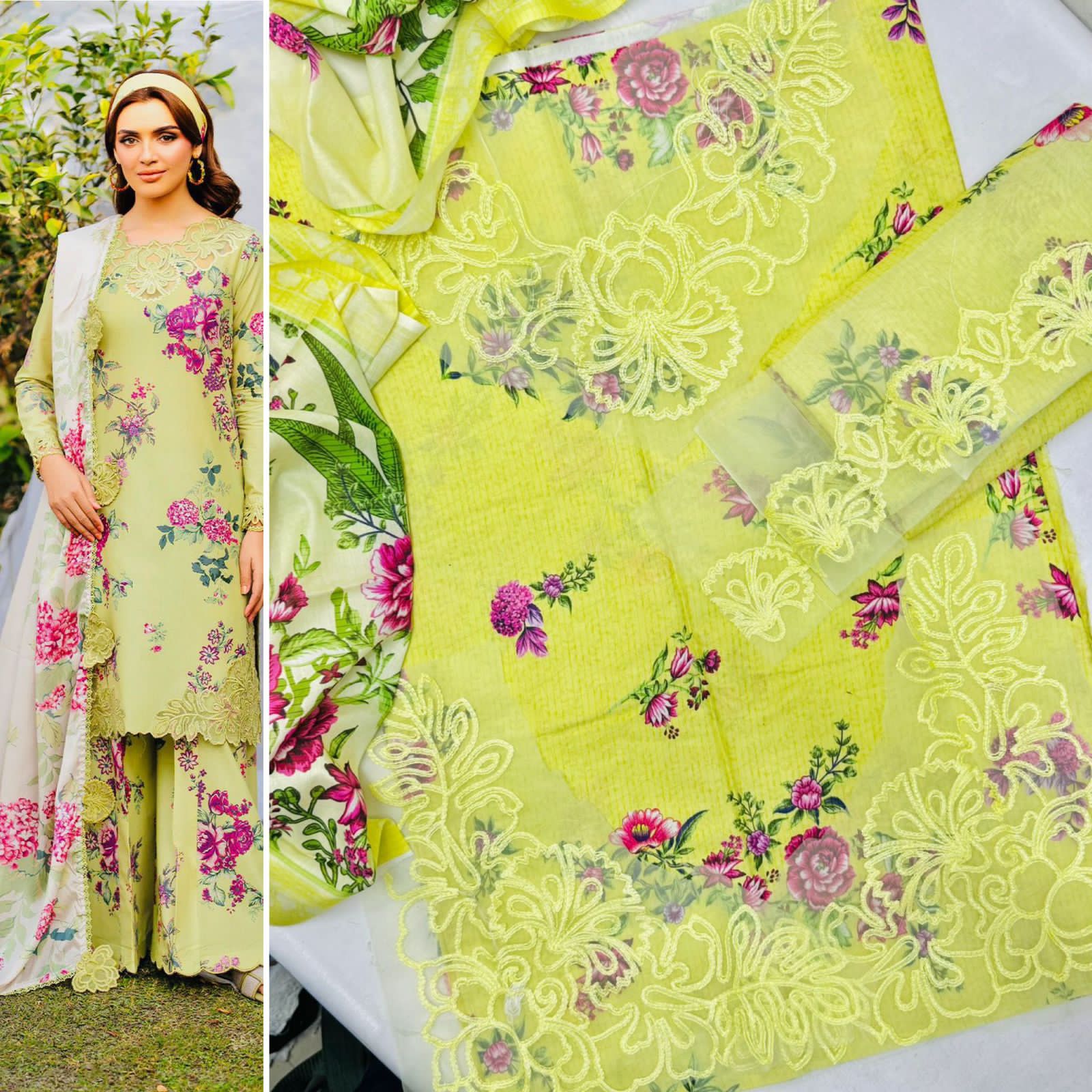 IZNIK – 3 Piece Zari Effect Lawn Summer Eid Collection (Code: PE001)